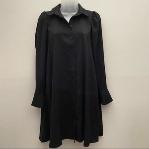 NWT ASOS Black Collared Button Down Shirt Dress Size 2 Causal Business